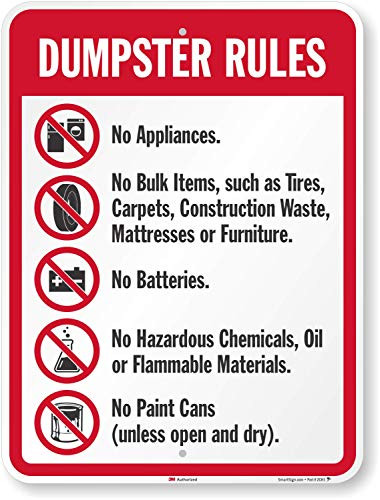 "Dumpster Rules" Sign By SmartSign | 18" x 24" 3M Engineer Grade Reflective Aluminum