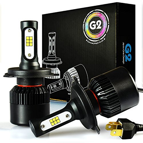 JDM ASTAR G2 8000 Lumens Extremely Bright CSP Chips H4 9003 All-in-One LED Headlight Bulbs Conversion Kit, Xenon White