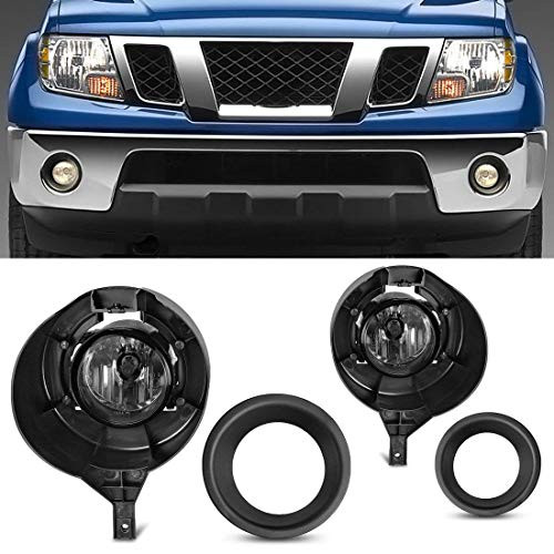 AUTOSAVER88 Fog Lights H11 12V 55W Halogen Lamp For Nissan Frontier 2005-2015 Clear Glass Lens with Bezel (Fit Models with Metal Bumpers )
