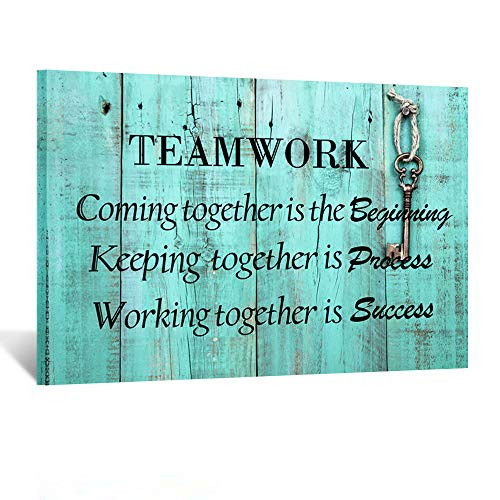 Kreative Arts Large Teamwork Definition Office Quotes Sayings Words Art Wall Decals Canvas Quotes for Dorm Motivational Wall Art Success Quote Teal Pictures for Office Classroom Ready to Hang 24x36in