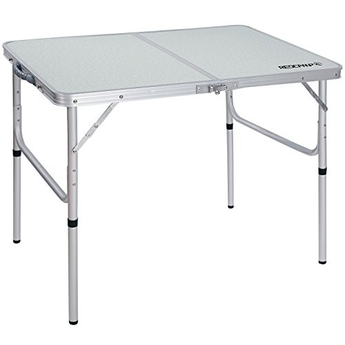 REDCAMP Aluminum Folding Table 3 Foot, Adjustable Height Portable Camping Table, Sturdy Lightweight 36" Camp Table