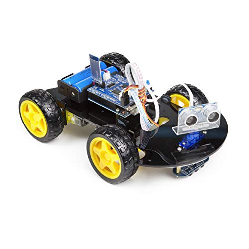 UCTRONICS Smart Bluetooth Robot Car Kit - UNO R3 for Arduino, Line Tracking, Ultrasonic Sensor, HC-05 Bluetooth, L239D Motor Shield, IR Remote Control, Mobile APP - Charger Included