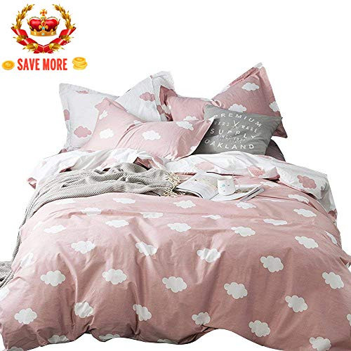 BuLuTu Cloud Print Kids Duvet Cover Twin Pink White Cotton for Girls,Stylish Super Soft Premium Cute Modern Reversible Pink Teen Bedding Sets Twin Comforter Cover with Zipper Closure,No Comforter BuLuTu Cloud Print Kids Duvet Cover Twin Pink White Cotton for Girls,Stylish Super Soft Premium Cute Modern Reversible Pink Teen Bedding Sets Twin Comforter Cover with Zipper Closure,No Comforter
