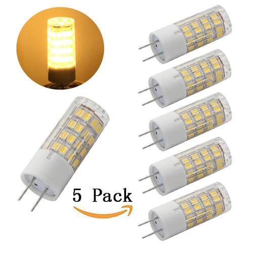 LED G8 Light Bulb Warm White 3000k T4 G8 Base Bi-pin Xenon JCD Type LED 120V 50W Halogen Replacement Bulb for Under Counter Kitchen Lighting, Under-cabinet Light, Puck light (pack-5)