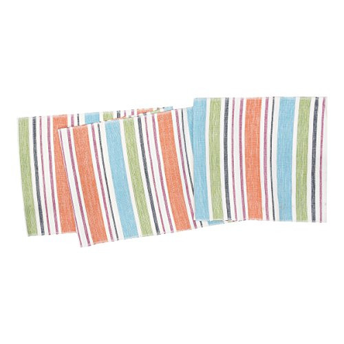 C&F Home Sven Stripe Table Cotton Machine Washable Runner Table Runner Blue, Orange & Green