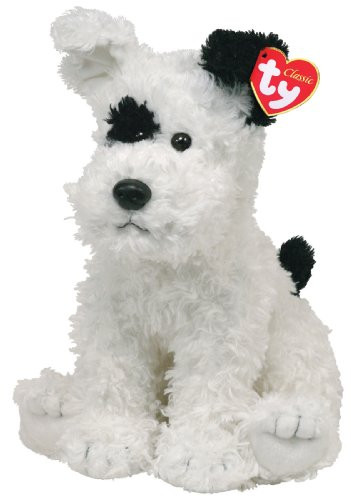 Ty Classic - Chips - White Dog with Black Eye and Ear