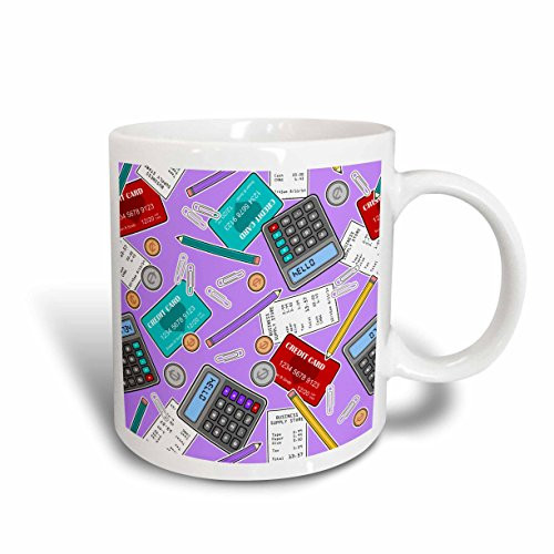 3dRose 185465_1 Accountant Themed Pattern Ceramic Mug 11oz Purple