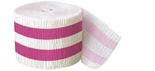 30ft Hot Pink Striped Crepe Paper Streamers