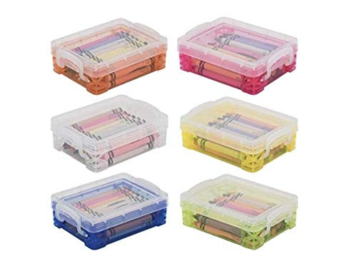 Set of 6 Plastic Super Crayon Box Stackers (1.6 x 3.5 x 4.8) Assorted Colors (Stackers)