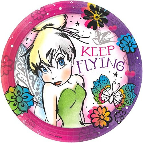 amscan Round Plates | Disney Tinkerbell Keep Flying Collection | Party Accessory