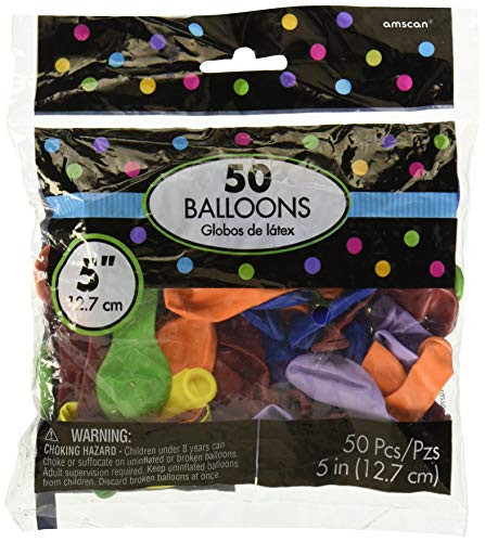 Amscan 115920.99 Latex Balloons, 5", Multi Color