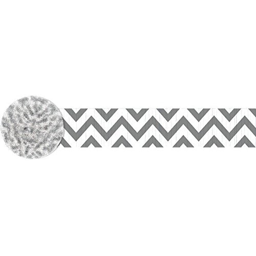 Chevron Crepe Streamer | Silver | Party Decor