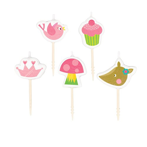 Amscan 171623 Woodland Princess Pick Set Candles, 2 1/2", Multicolor