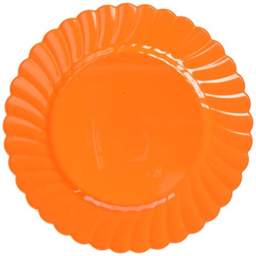 Premium Plastic Scalloped Plates | Orange Peel |10.25"| Pack of 12| Party Supply