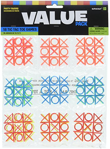 Amscan 397834 Fun-Filled, Tic Tac Toe, Supplies, Assorted, x 2 1/4" 18ct Party Activities, 2 1/4" x 2 1/4",