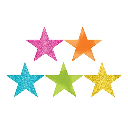 Amscan 192301.90 Star Cutouts Party Decoration, 5", Multicolor