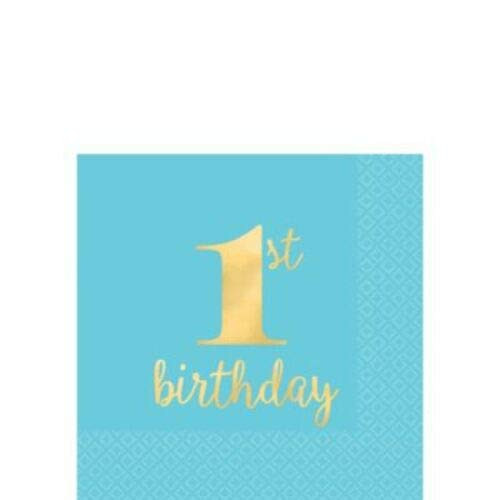 Amscan 5000004 Blue Hot Stamped Beverage napkins, 6.5" x 6.5",