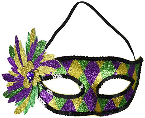 Amscan 360265 Costume Mardi Gras Glitter Mask 5 1/2" x 9" Multicolor
