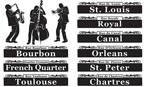Amscan 190633 Party Decors, Mardi Gras Bourbon Street Cutouts, Multi Sizes, Black/White