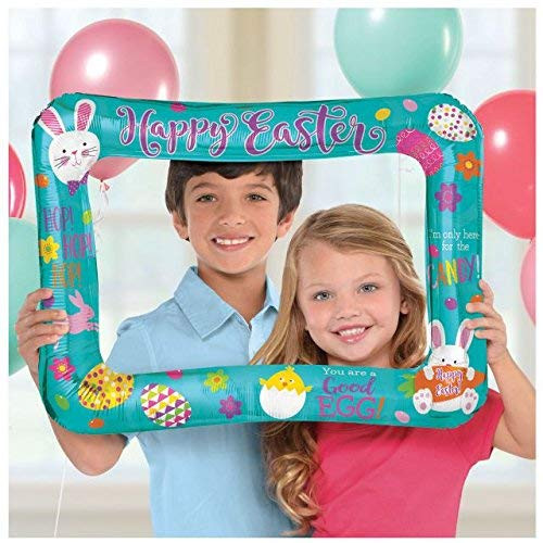 Amscan 110475 Easter Inflatable Foil Frame, 17 3/4" x 25 1/4", Blue