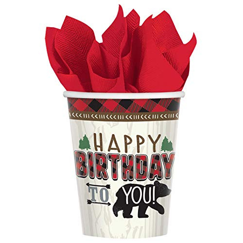Amscan International 582150 Paper and Plastic Tableware, Cup Little Lumberjack Bd 266Ml