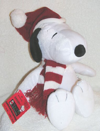 Peanuts Plush Musical 13 inch Snoopy Doll in Red & White Hat and Scarf