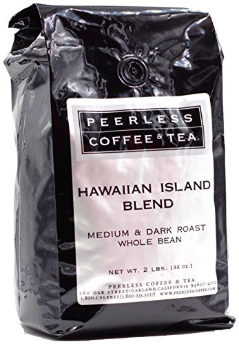 32oz Hawaiian Island Blend, Whole Bean Coffee, Medium & Dark Roast by Peerless Coffee & Tea (Pack of 1)