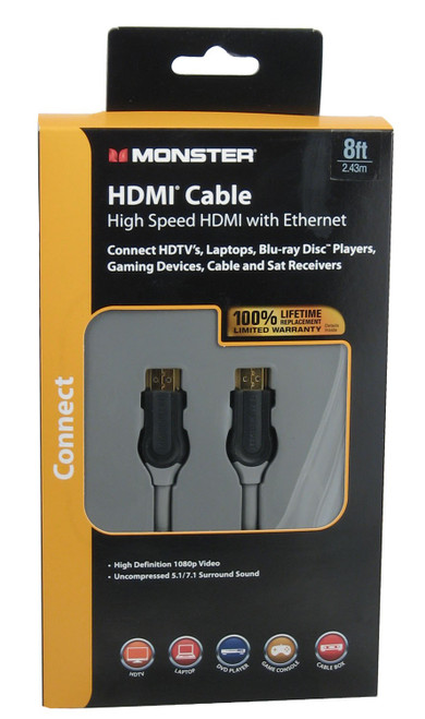 Monster High Speed HDMI Cable with Ethernet - 8 Feet