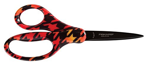 Fiskars 124582-1018 Non-Stick Student Scissors, 7 Inch, Houndstooth