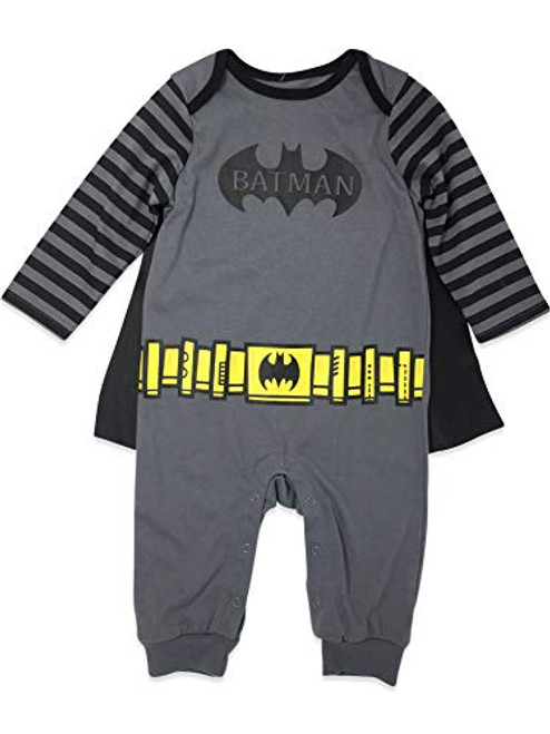 Warner Bros. Batman Baby Boys' Costume Coverall with Cape, Grey/Black (3-6M)
