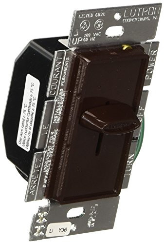 Lutron Lutron S-1000-BR Skylark 1000-Watt Single Pole Slide-To-Off Dimmer, Brown