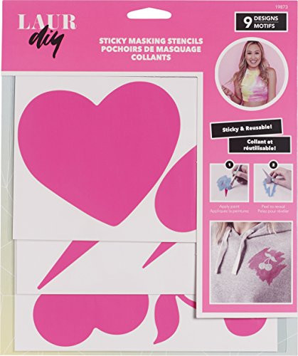 LaurDIY 19873 Vinyl Masking Stencil Vintage Rebel, 8" x 5", Pink