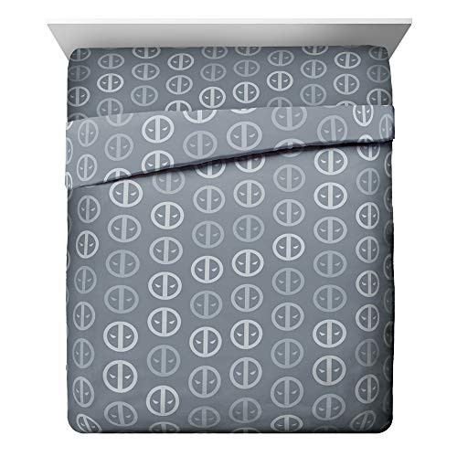 Jay Franco Marvel Deadpool Stripes 4 Piece Queen Sheet Set, Gray