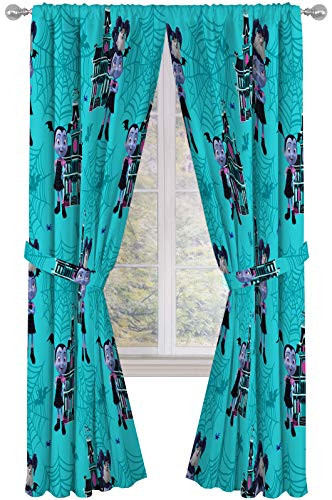 Jay Franco Disney Vampirina 84" inch Drapes 4 Piece Set - Beautiful Room Décor & Easy Set up - Window Curtains Include 2 Panels & 2 Tiebacks (Official Disney Product)