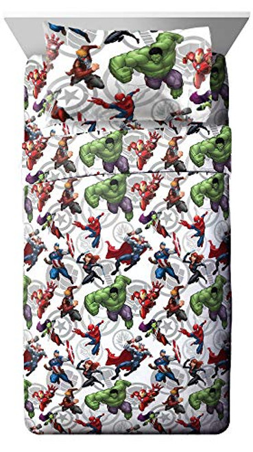 Jay Franco Marvel Avengers Marvel Team Twin Sheet Set - Super Soft and Cozy Kids Bedding - Fade Resistant Polyester Microfiber Sheets (Official Marvel Product)