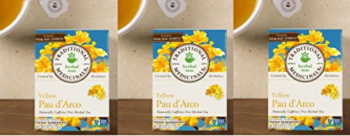 Traditional Medicinals Yellow Pau D'Arco, Herbal Tea, 16 CT (Pack - 3)
