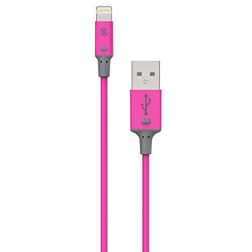 SCOSCHE I2PKA Strikeline II MFI Certified Lightning Charge & Sync Cable for ALL Lightning Devices 3-ft. Pink & Gray