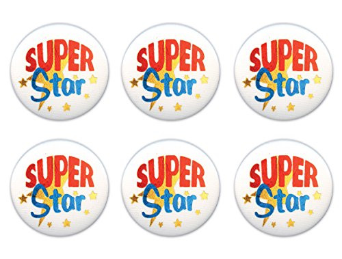 Beistle BN186 Super Star Satin Button, 2-Inch, 6-Pack