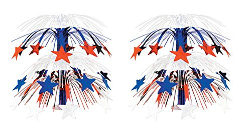 Beistle S50553RWBAZ2, 2 Piece Star Cascade Centerpieces, 18''