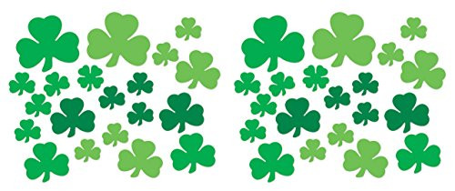 Beistle 30040 Printed Shamrock Cutouts, 5" - 11.5", Green