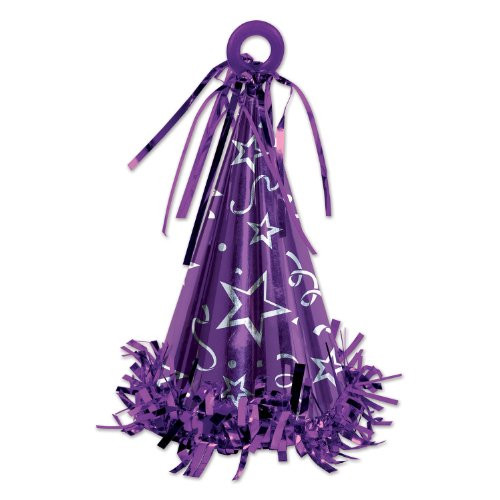 Beistle 50803-PL Cone Hat Balloon Weight Party Supplies, one size, Purple