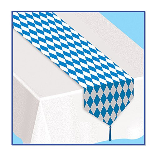 Printed Oktoberfest Table Runner Party Accessory (1 Count) (1/pkg) (Pkg of 12, Blue/White)