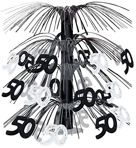 50 Cascade Centerpiece (black & silver) Party Accessory  (1 count) (1/Pkg)