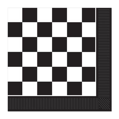 Beistle Checkered Luncheon Napkins (Pack of 3), Black, White