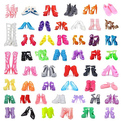 DoubleWood 50Pairs 11.5" Fashion Doll Shoes Replacement for Barbie Doll, Different Assorted Colors High Heel Shoes Doll Boots Flat Shoes Set Compatible with Barbie Dolls DoubleWood 50Pairs 11.5" Fashion Doll Shoes Replacement for Barbie Doll, Different Assorted Colors High Heel Shoes Doll Boots Flat Shoes Set Compatible with Barbie Dolls