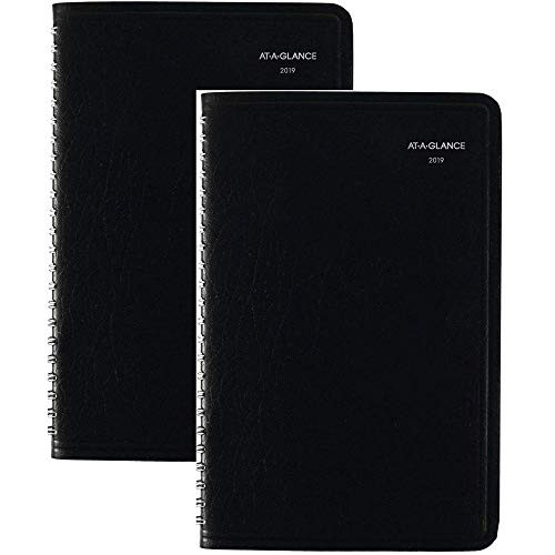 AT-A-GLANCE 2019 Weekly Planner/Appointment Book, DayMinder, 5" x 8", Small, Black (SK4100) 2 Pack