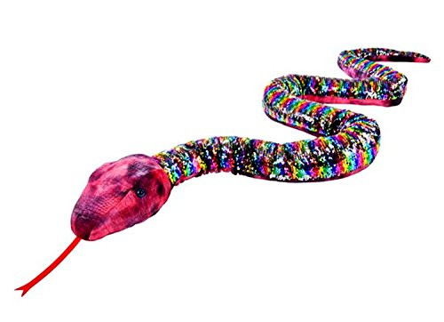 Sequinimals Sequin 102" Long Snake Plush Stuffed Animal Reversible Sequins  (Rainbow)