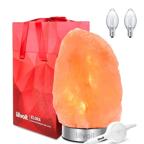 Levoit Elora Himalayan Salt Lamp, Natural Himilian Hymalain Pink Salt Rock Lamps(8-11 lbs,7.5-10' Height),Hymilian Sea Salt Crystals Night Light with Touch Dimmer Switch,3 Bulbs,UL Cord & Gift Box