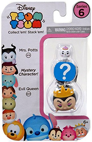 Disney Tsum Tsum Series 6! 3-Pack Figures: Mrs Potts/Mystery/Evil Queen