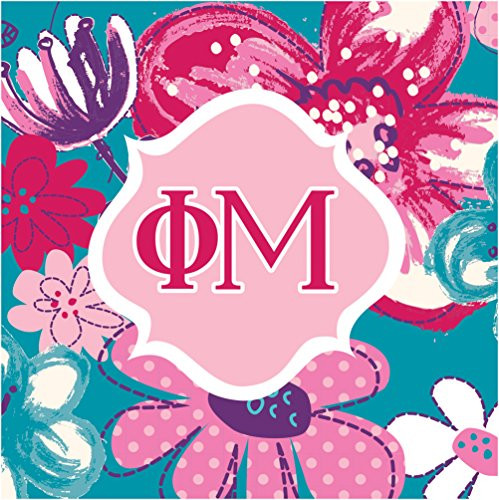 Creative Converting 50 Count Phi Mu Beverage Napkins, Pink/Purple